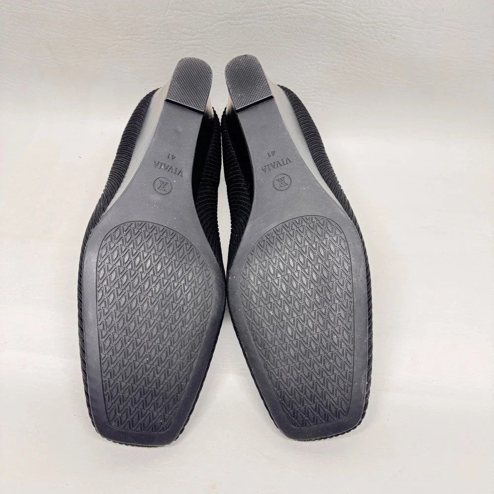 Vivaia Wedge Pumps Womens 41 Black‎ Knit Square Toe Sustainable Comfortable Chic
